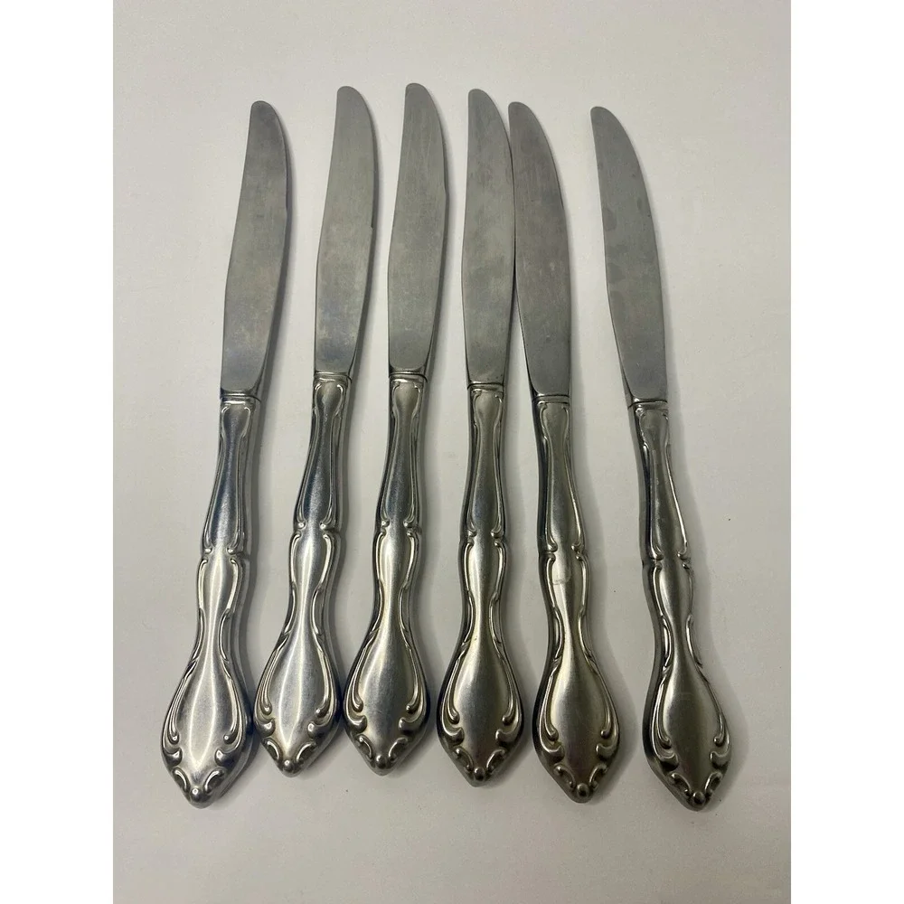 6 Dinner Knives Oneida CANTATA GLOSSY Stainless Flatware 9